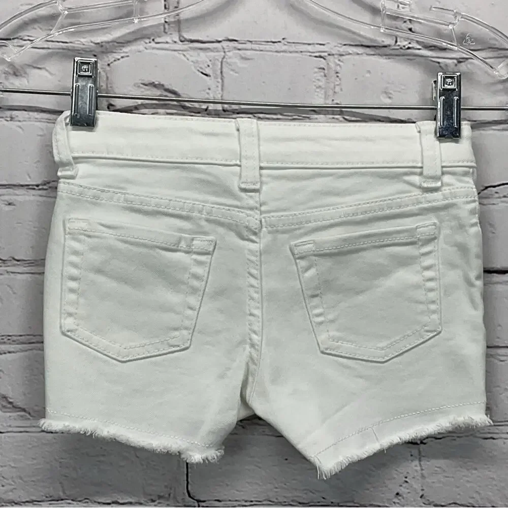 Cat & Jack Shorts Girls Sz XS (4/5) White Cutoffs Denim Raw Hem Adjustable Waist
